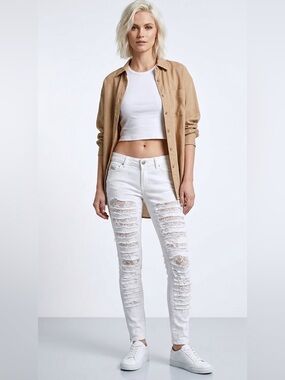Guess Y2K Low Rise Distressed With Lace Peaks Boo
